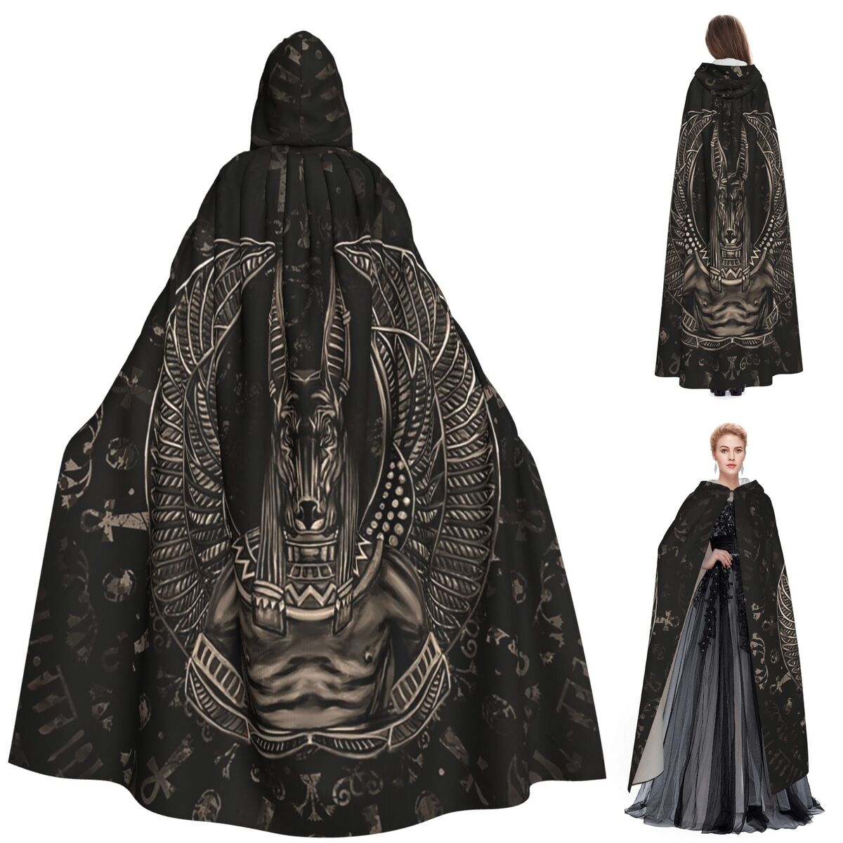 Egypt Cosplay Anime - Anubis Egyptische God Sepia Lange Kapmantel