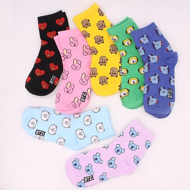 Cosplay Korean Anime - Kawaii BT21 Cartoon Sokken Leuke Mid